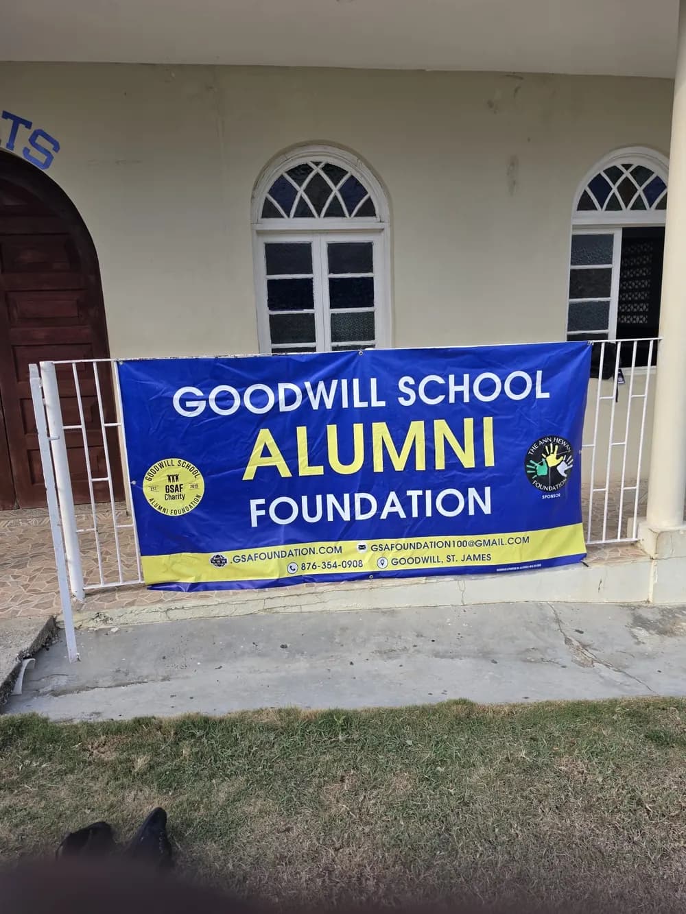 Goodwill School Alumni Foundation banner with The Ann Hewan Foundation listed as a sponsor